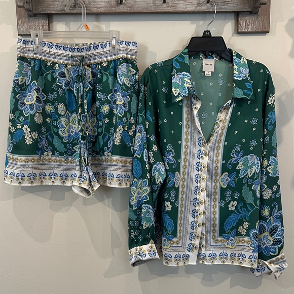 Maeve Other - Floral Green and Blue Pajama Set